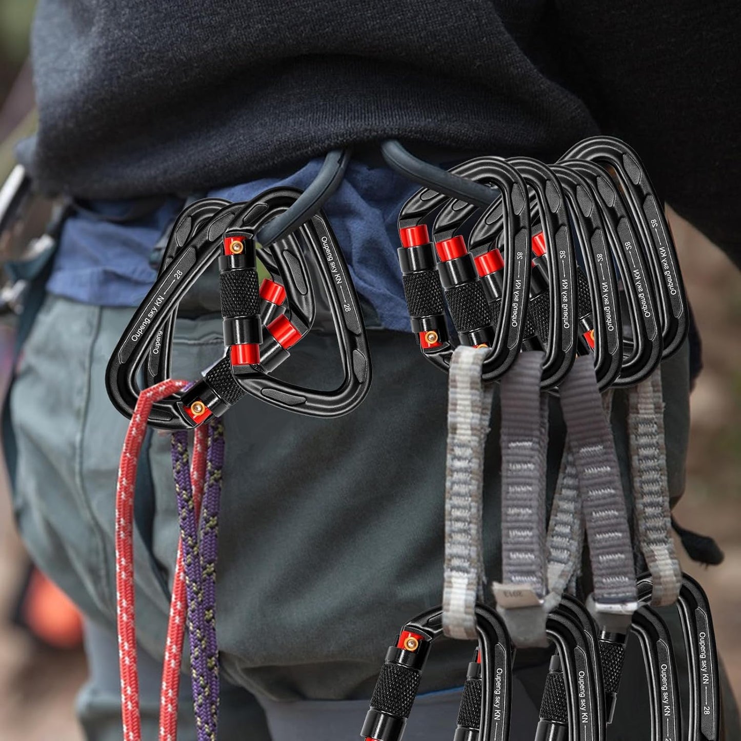 Auto Locking Carabiner Clips - 28KN (6172Lbs) Heavy Duty Caribeaners ,4PCS Large Carabiner Clip for Keychains,Hammock,Camping, Gym, Hiking, Outdoor ,Dog Leash